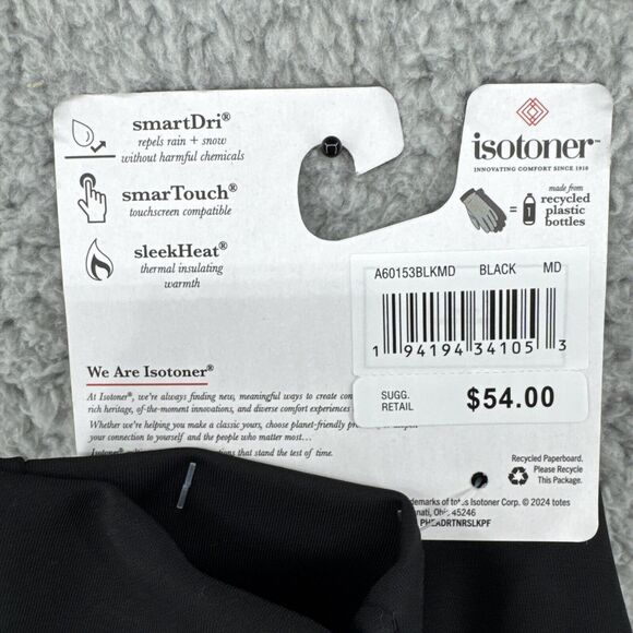 Isotoner Quilted Insulated‎ Fleece Lined Touchscreen Gloves Men's Sz Medium NWT - Picture 4 of 4